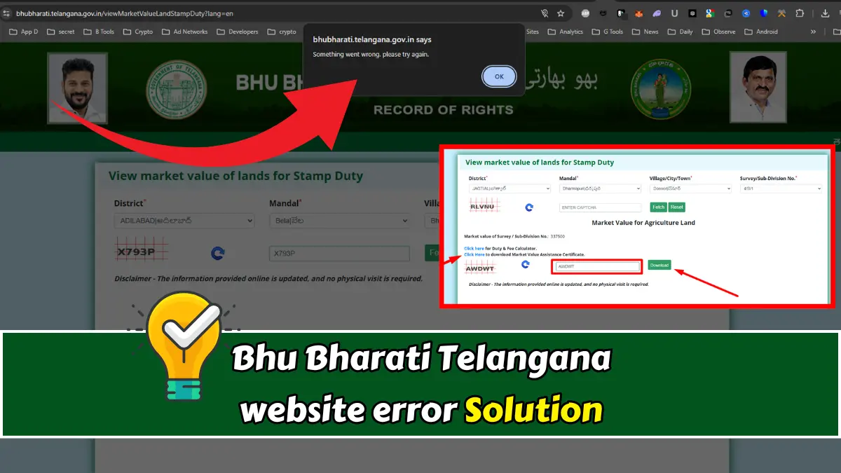 Bhu Bharati Telangana website error Solution