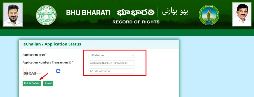 Bhu Bharati eChalIan - Application Status